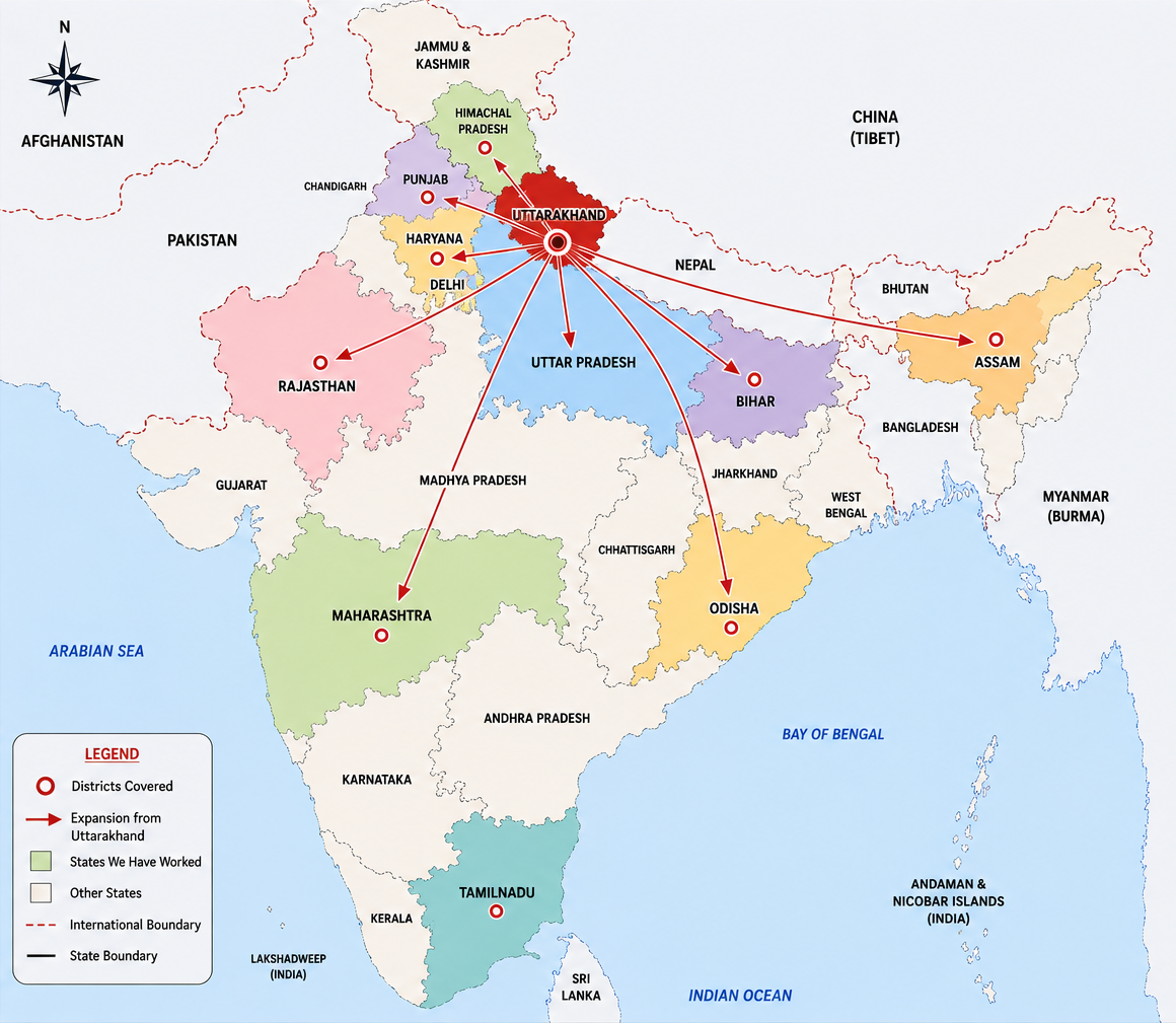 NIACE Foundation India Reach Map